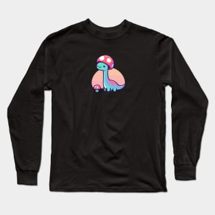 Kawaii simple Mushroom Hat Dinosaur Brontosaurus Long Sleeve T-Shirt